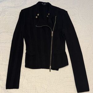 Emporio Armani Black Asymmetric Zip Leather Jacket